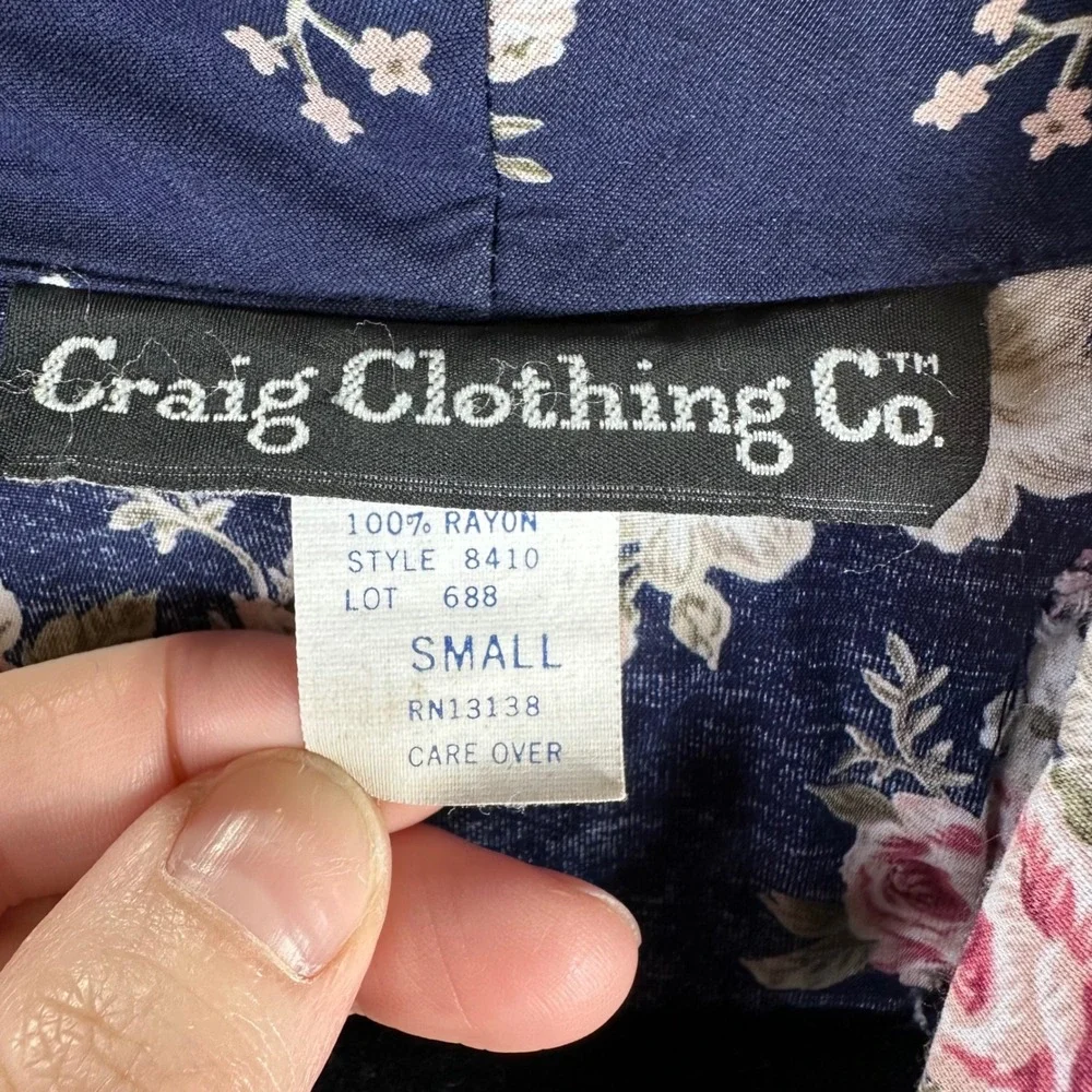 VTG Craig Clothing Womens S Navy Blue Floral Blazer‎ Cottage Feminine Dopamine